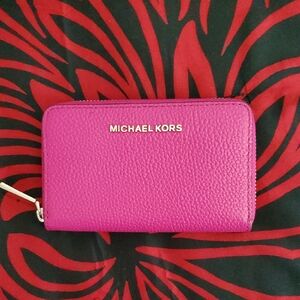 Michael Kors Hot Pink Leather Card Case